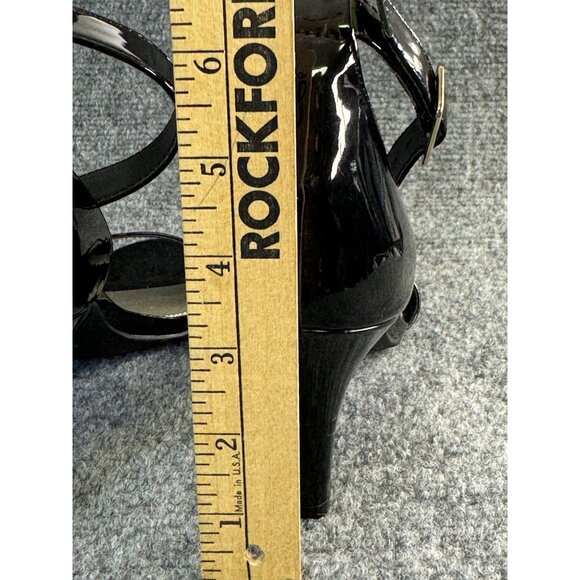 Ana a New Approach Shoes Women's 8M Black Patent Leather Open Toe Heels - Picture 15 of 16